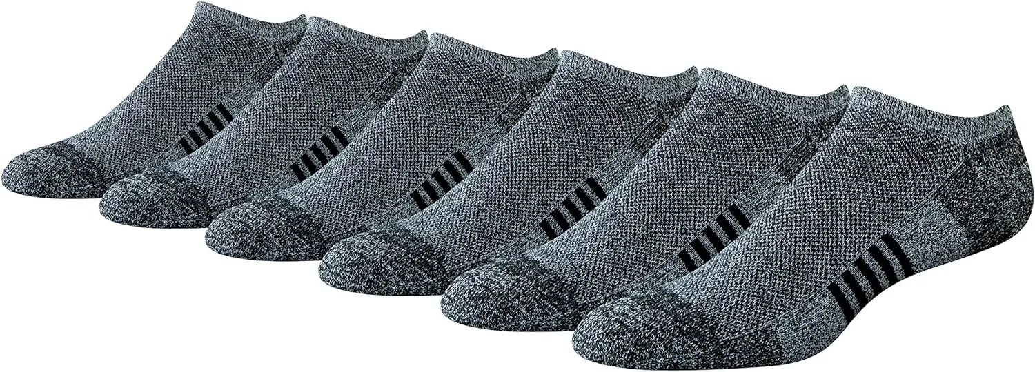 Amazon Essentials Men's Cotton Performance Cushioned No Show Socks for Men, Breathable Athletic, 6 Pairs