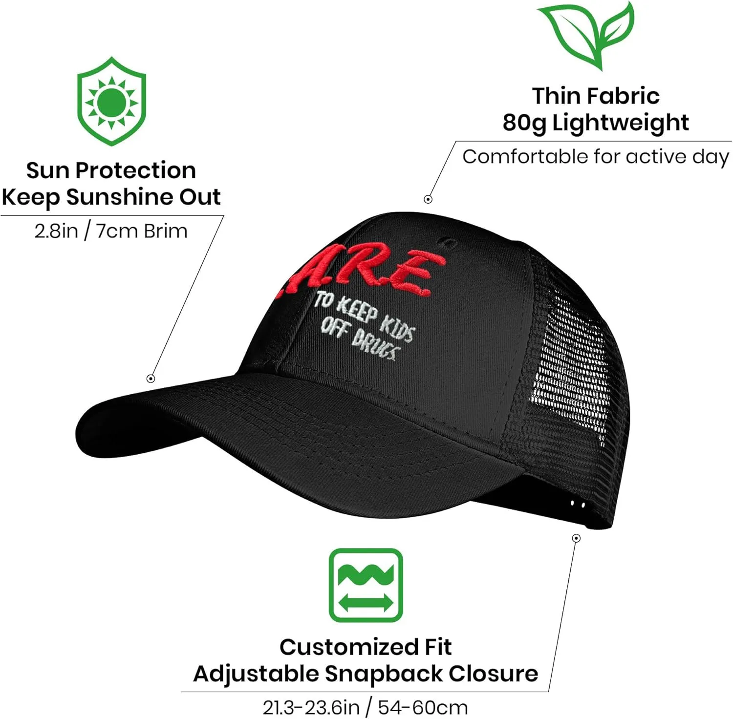 Baseball Caps Embroidered Adjustable Mesh Dad Hat Black Trucker Hats for Men and Women