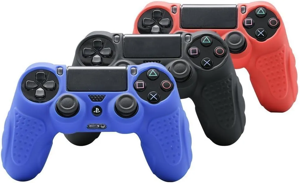 CHIN FAI PS4 Controller DualShock4 Skin Grip Anti-Slip Silicone Cover Protector Case for Sony PS4/PS4 Slim/PS4 Pro Controller with 8 Thumb Grips (Black)