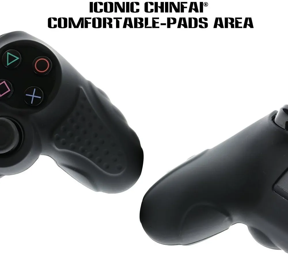 CHIN FAI PS4 Controller DualShock4 Skin Grip Anti-Slip Silicone Cover Protector Case for Sony PS4/PS4 Slim/PS4 Pro Controller with 8 Thumb Grips (Black)