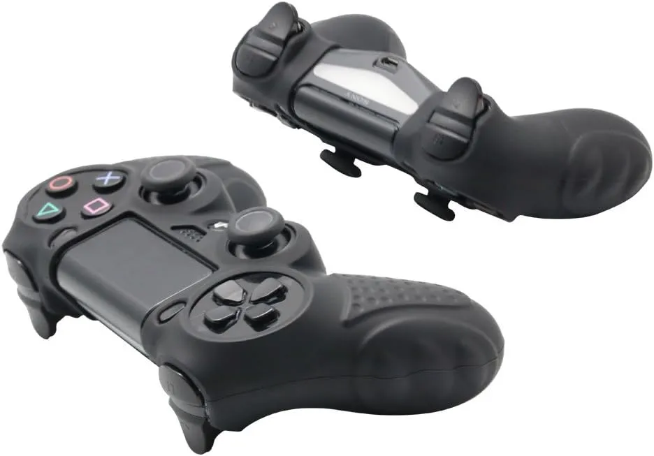 CHIN FAI PS4 Controller DualShock4 Skin Grip Anti-Slip Silicone Cover Protector Case for Sony PS4/PS4 Slim/PS4 Pro Controller with 8 Thumb Grips (Black)