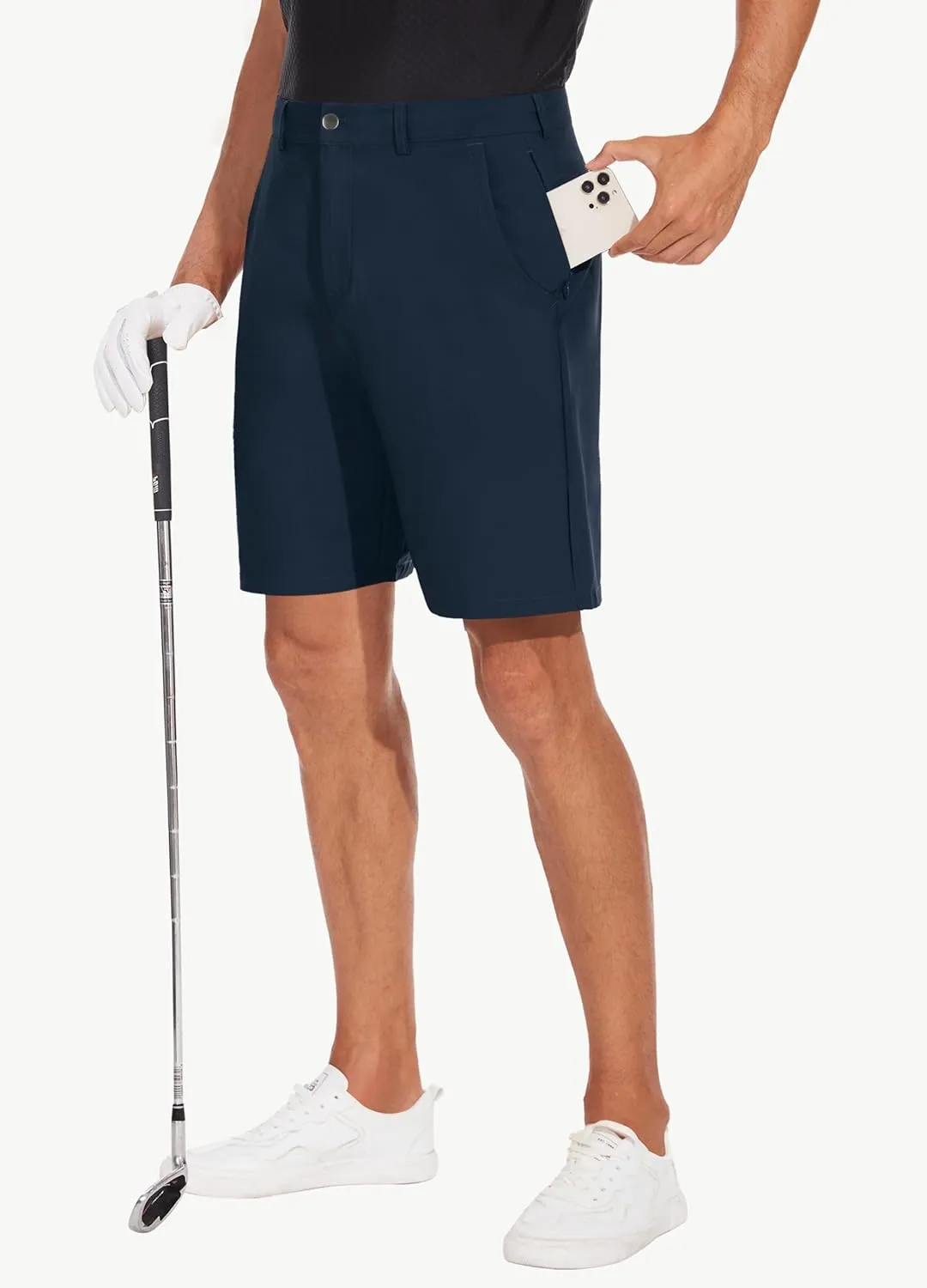 JWM Mens 7"/9" Stretch Golf Shorts - Lightweight Hybrid Casual Dress Work Flat Front Shorts with 5 Pockets Quick Dry UPF50