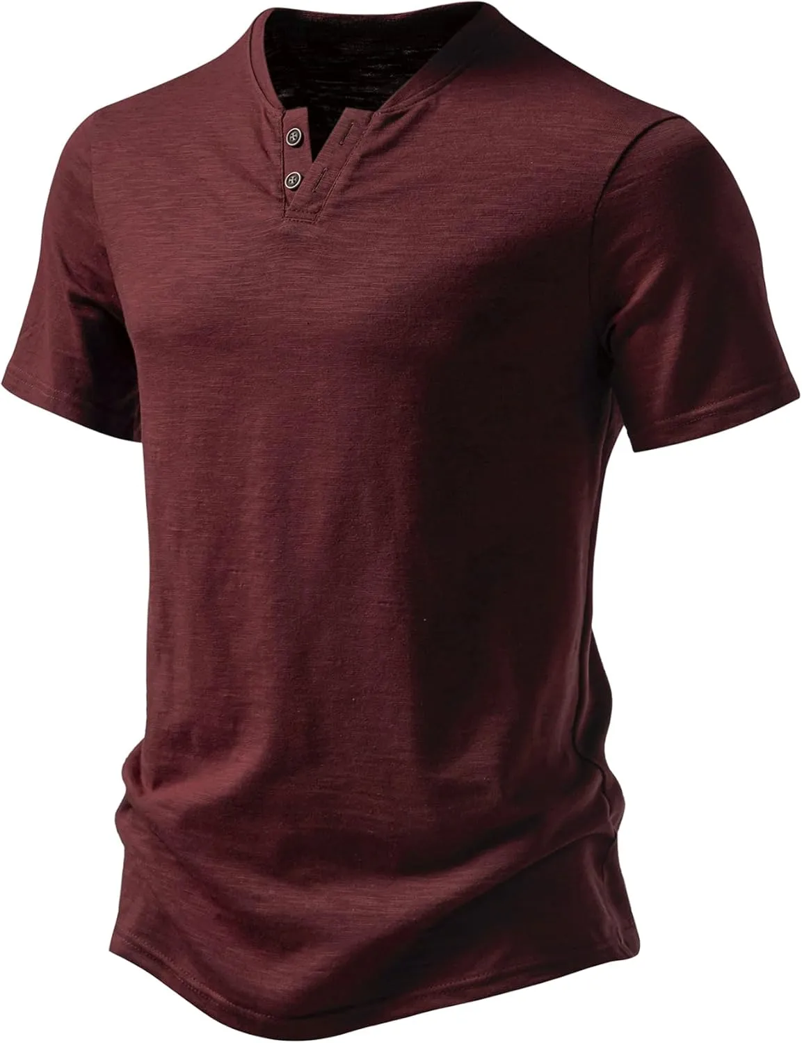 Men's Stretchy Short Sleeve Henley T-Shirt Casual Cotton 2 Buttons Notch Neck Tee Shirts