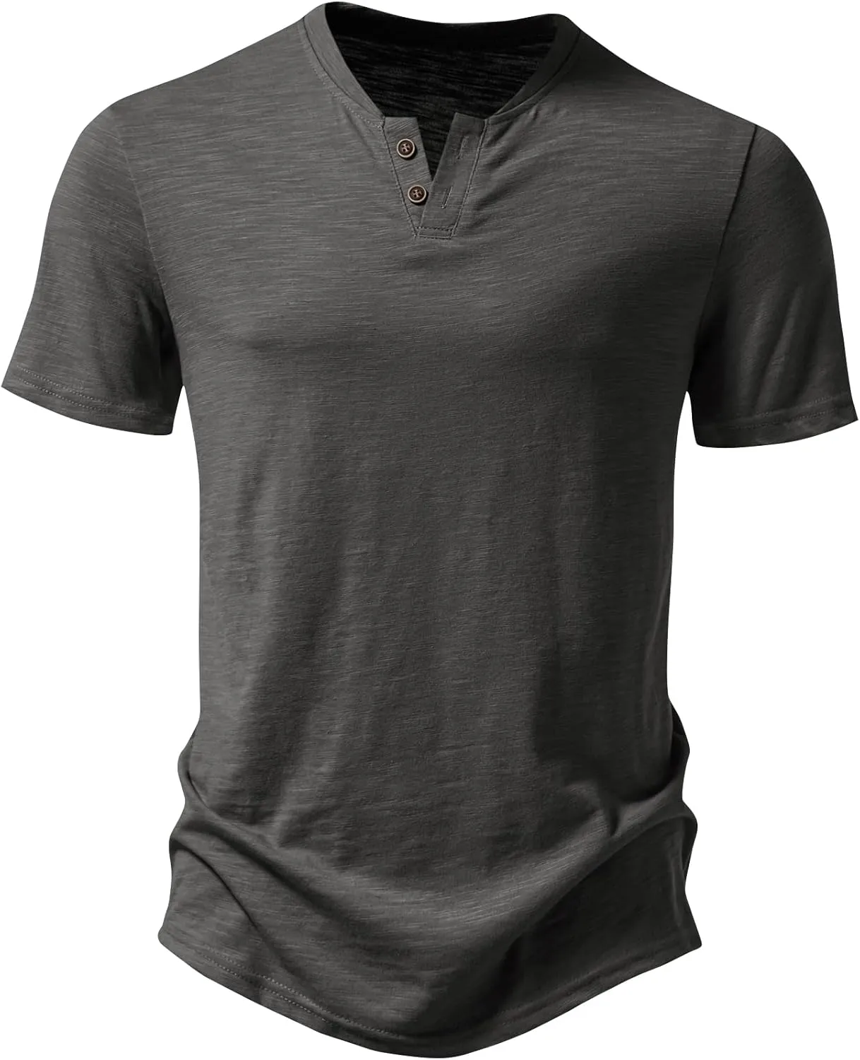 Men's Stretchy Short Sleeve Henley T-Shirt Casual Cotton 2 Buttons Notch Neck Tee Shirts