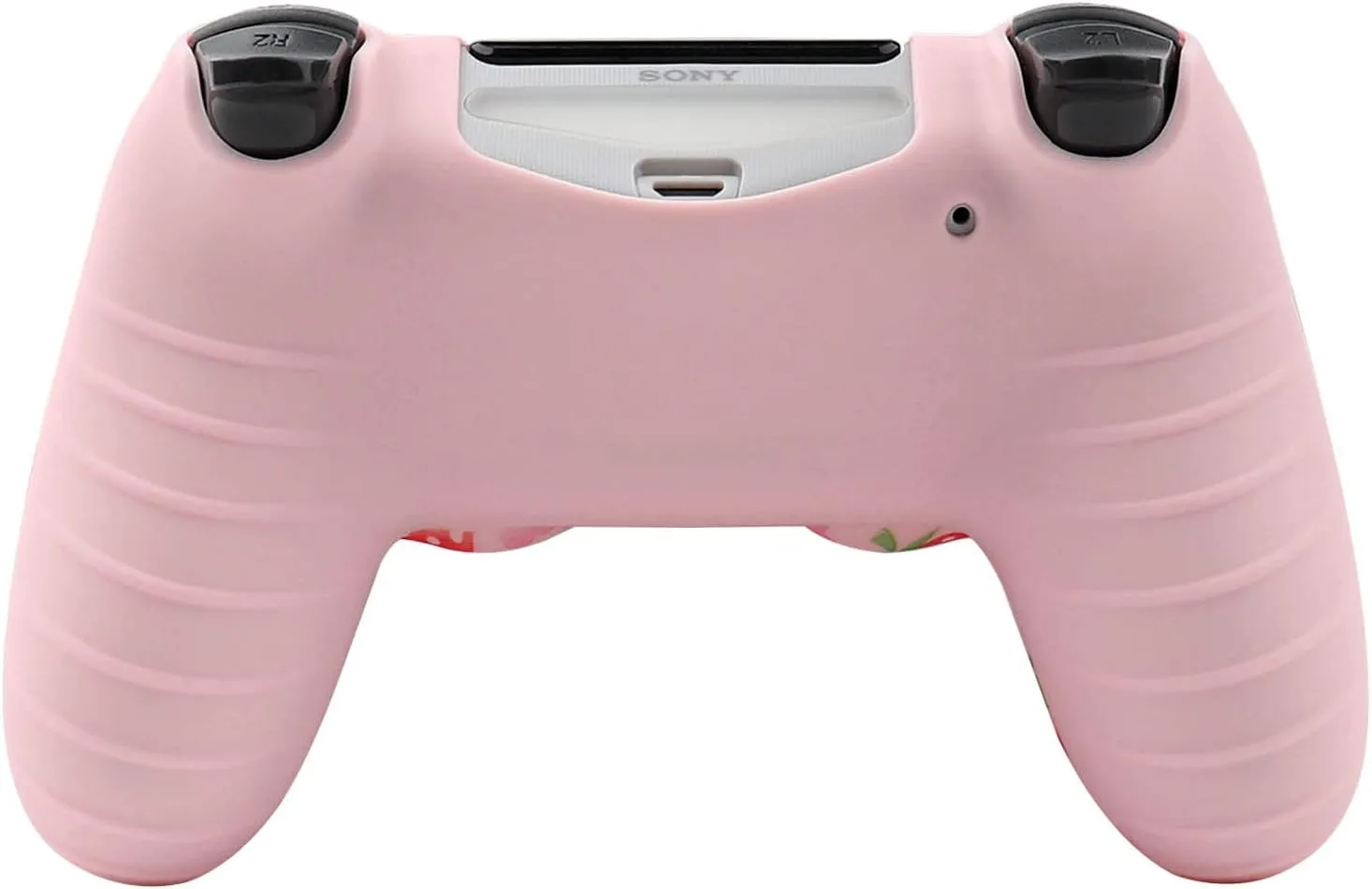 RALAN Pink Controller Skins for PS4,Fruit Silicone Controller Cover Skin Protector Compatible /PS4 Slim/PS4 Pro Controller with 2 Cute Thumb Grips Caps