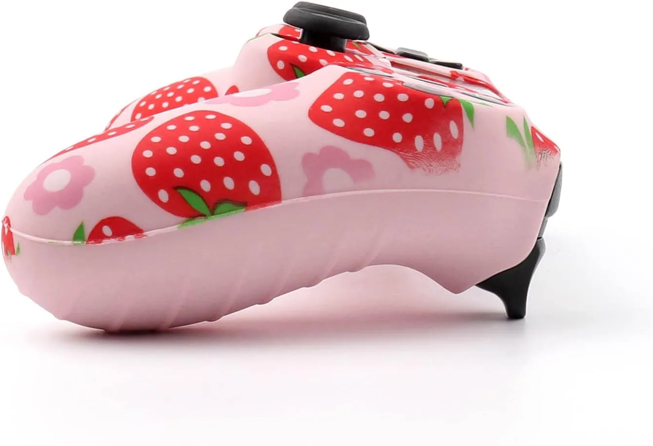 RALAN Pink Controller Skins for PS4,Fruit Silicone Controller Cover Skin Protector Compatible /PS4 Slim/PS4 Pro Controller with 2 Cute Thumb Grips Caps