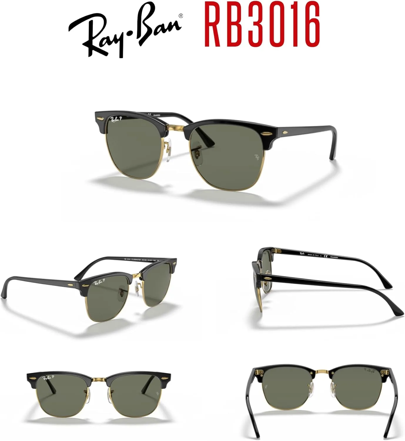 Ray-Ban RB3016 CLUBMASTER Sunglasses For Men For Women   BUNDLE with Designer iWear Eyewear Care Kit