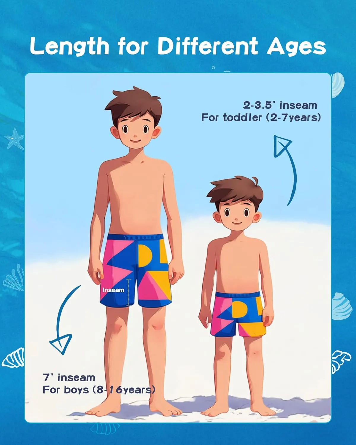 SURF CUZ Boys Swim Trunks Toddler Swim Shorts UPF 50  Bathing Suit for Boy Swimsuit Quick Dry Mesh Beach Boardshorts Swimwear
