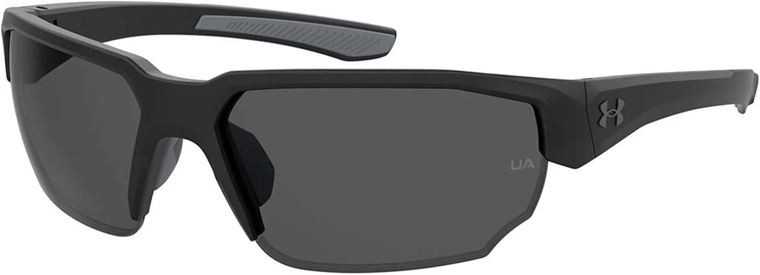 Under Armour Blitzing Wrap Around Sunglasses, Men's Sunglasses with Non-Slip Temples, Auto-Lock Hinges & Microfiber Pouch